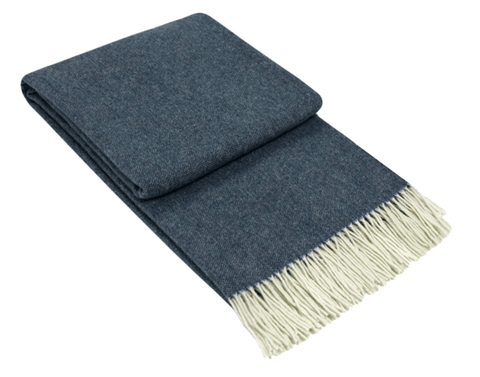 Throw - 10% Cashmere/ 90% Super Fine Merino Wool - Navy