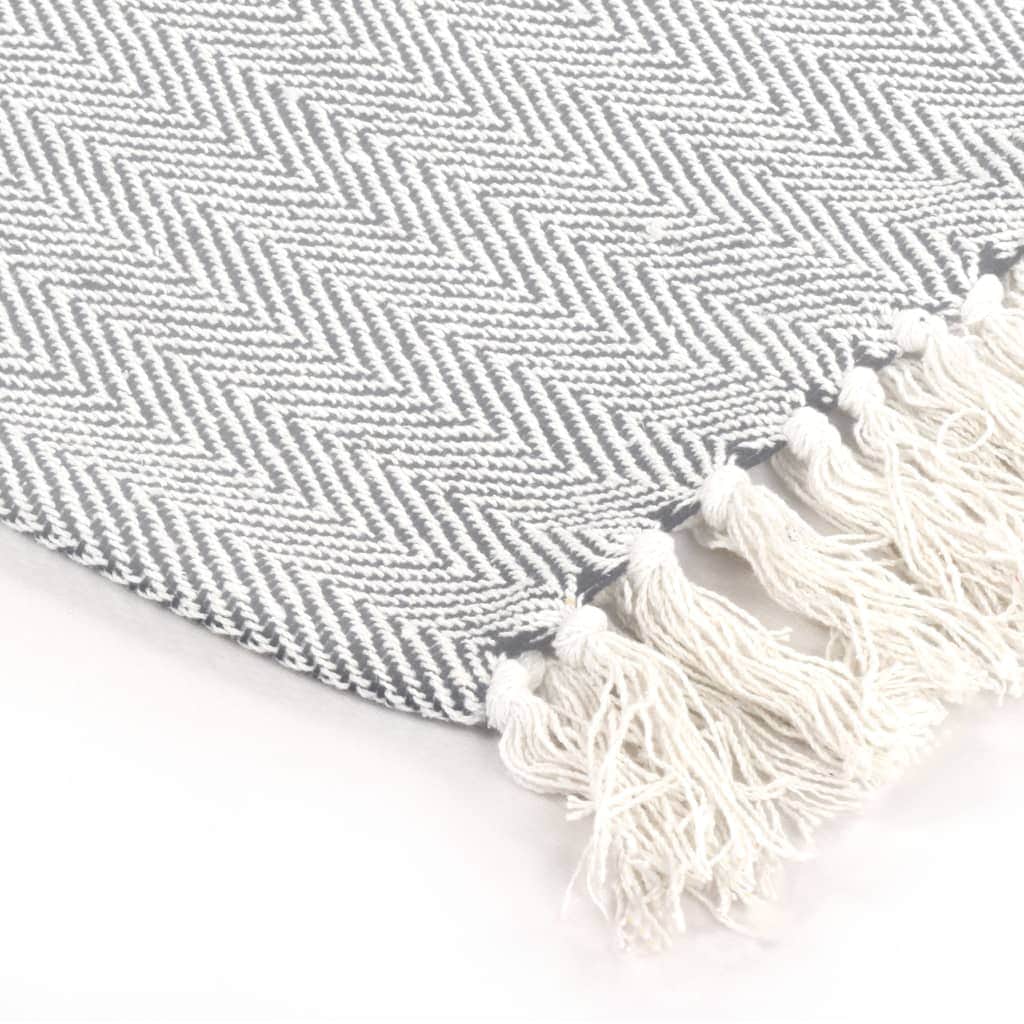 Throw Cotton Soft Herringbone Grey