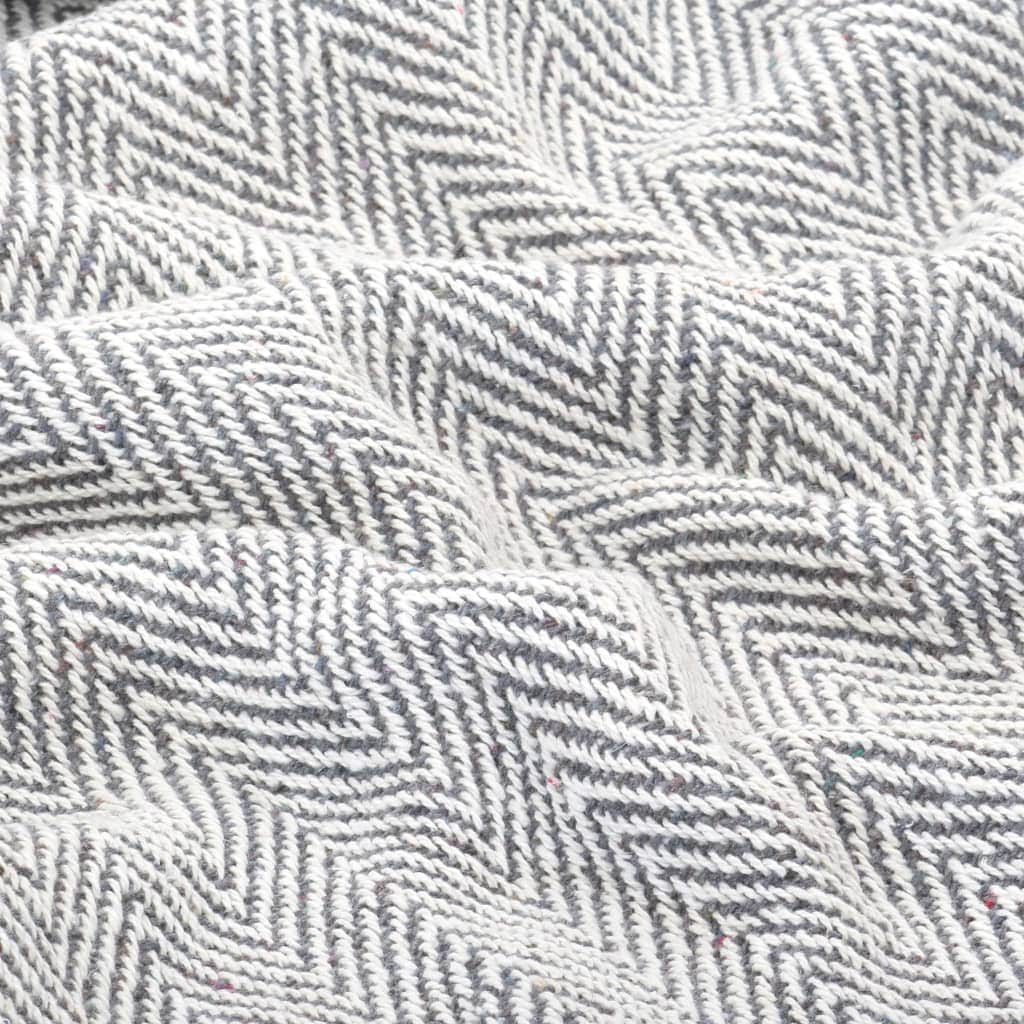 Throw Cotton Soft Herringbone Grey
