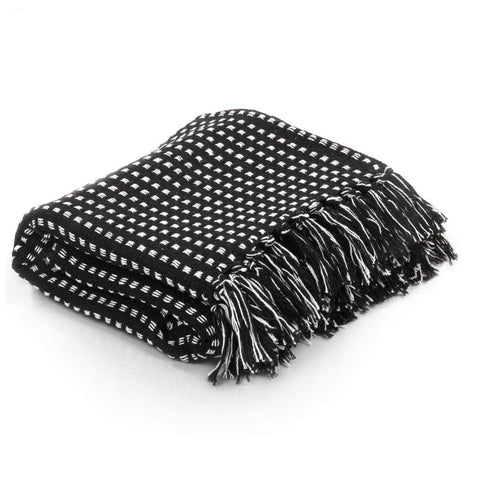 Throw Cotton Soft Squares Black