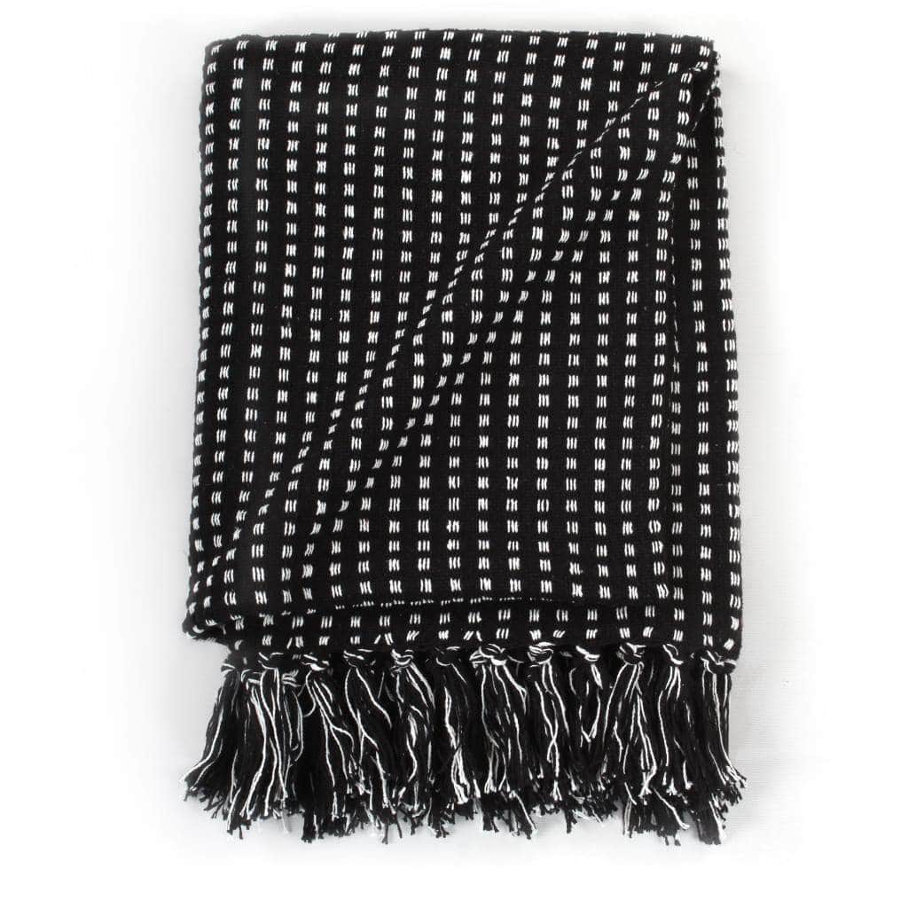 Throw Cotton Soft Squares Black
