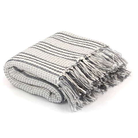 Throw Cotton Stripes Grey and White