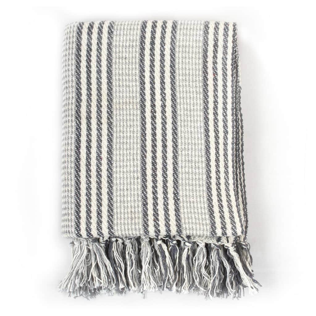 Throw Cotton Stripes Grey and White