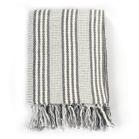 Throw Cotton Stripes Grey and White