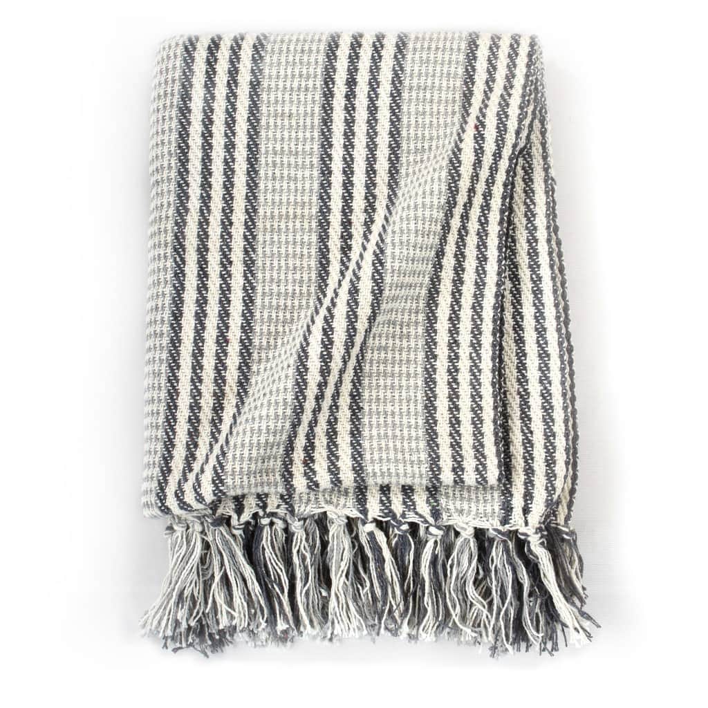 Throw Cotton Stripes Grey and White