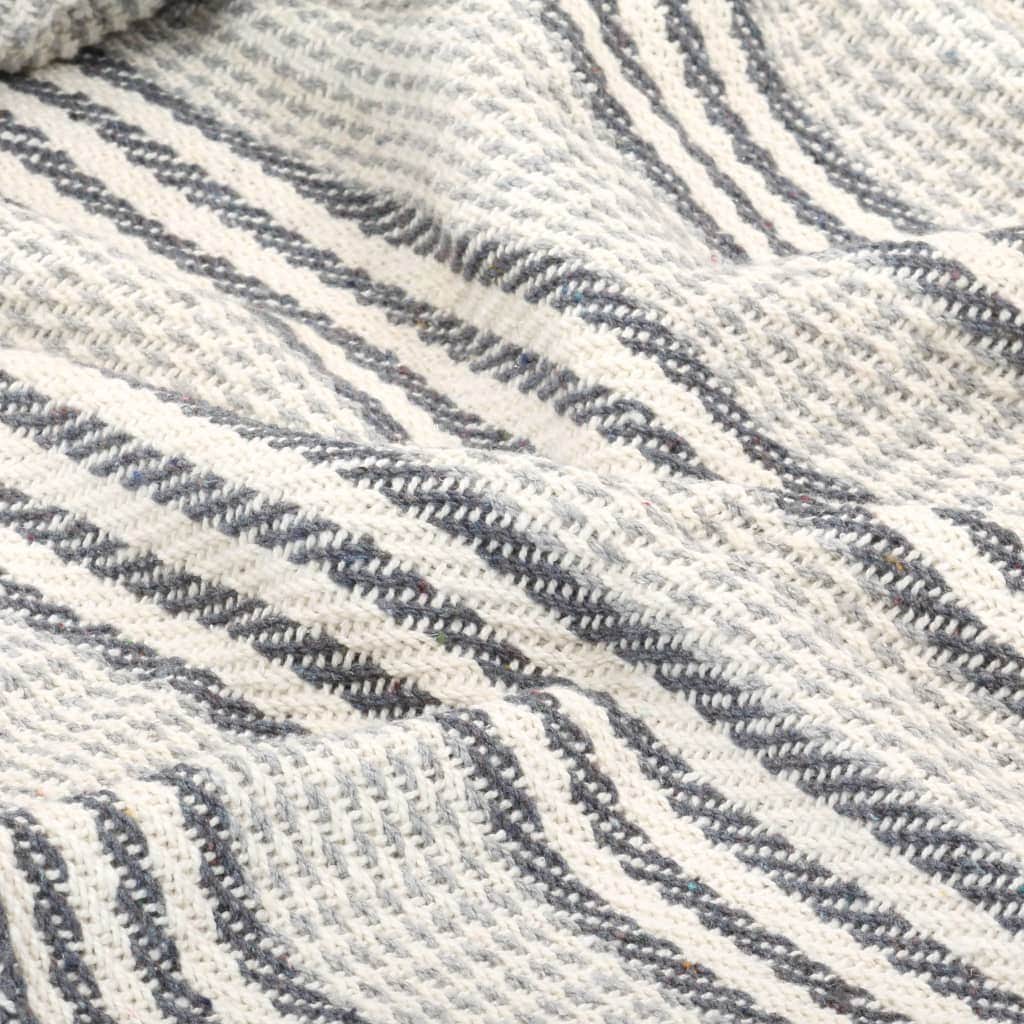 Throw Cotton Stripes Grey and White