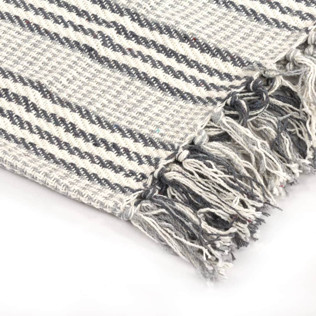 Throw Cotton StripesGrey and White