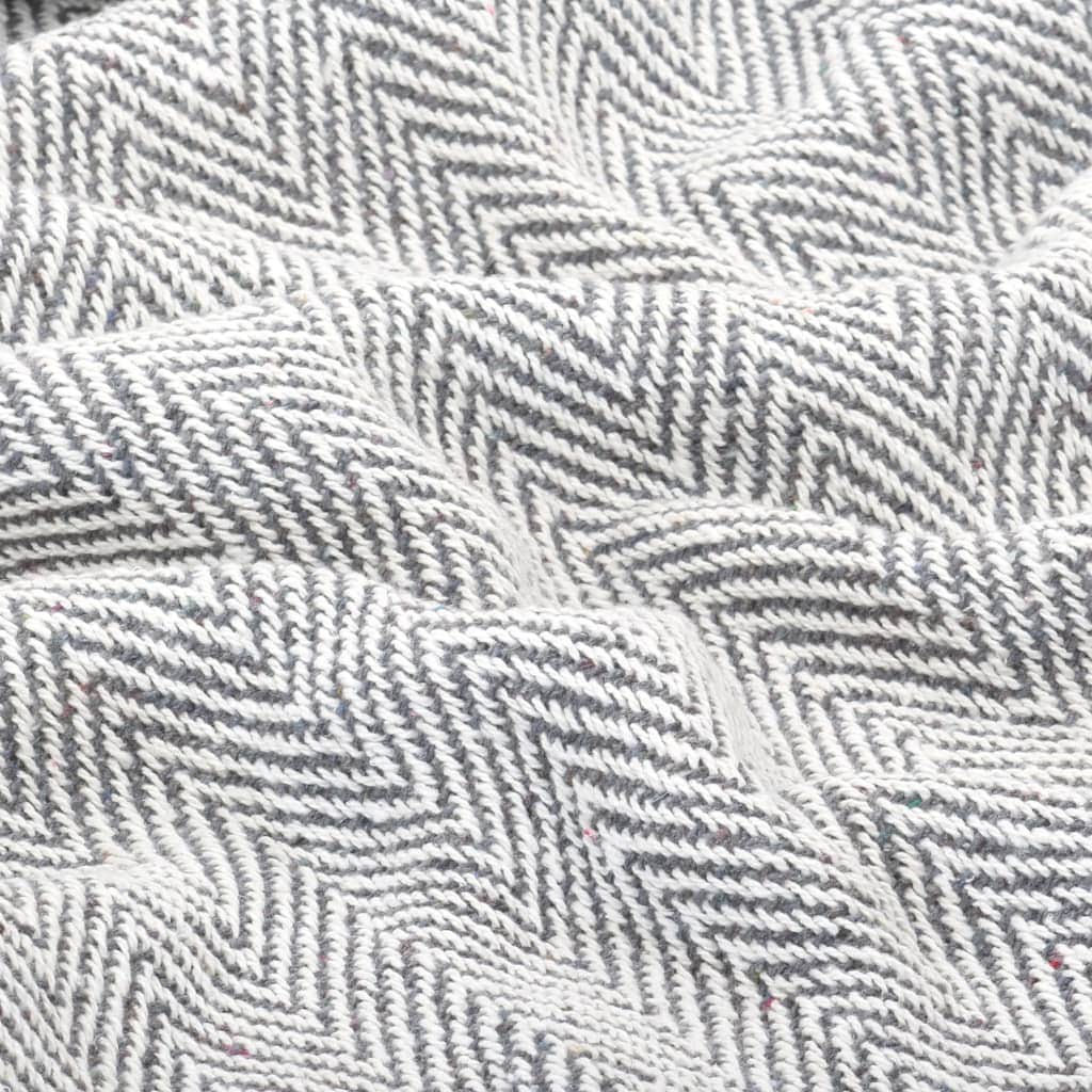 Throw Cotton Washable Herringbone Grey