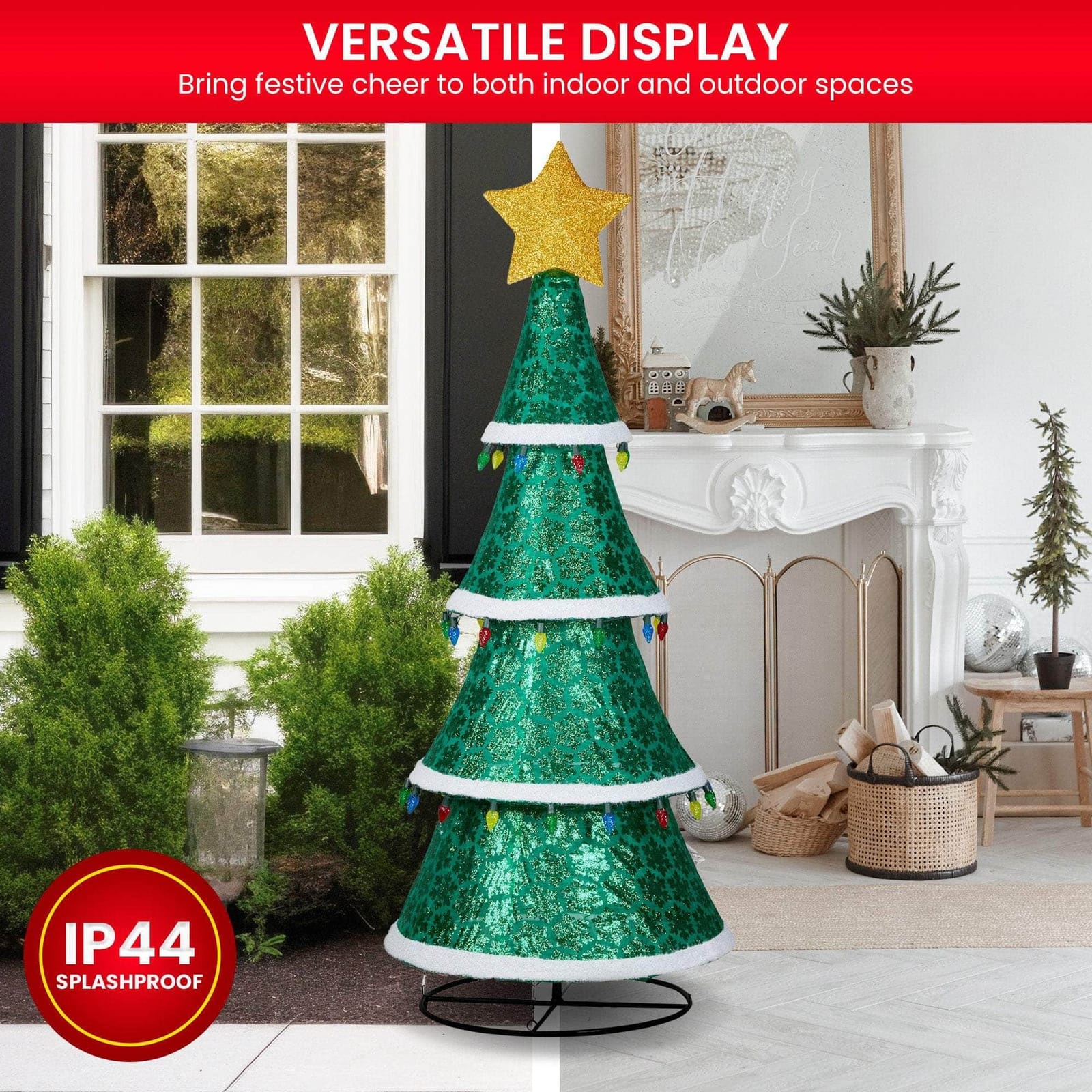 Indoor/Outdoor Tiered Christmas Tree with Lights - 205cm - 205Cm