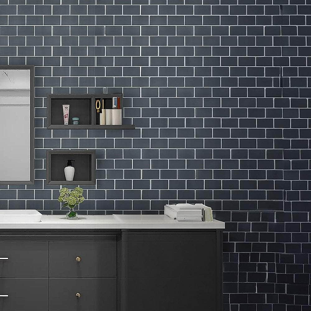 Tiles 3D Peel And Stick Wall Tile Dark Grey (30Cm X 30Cm X 10 Sheets)