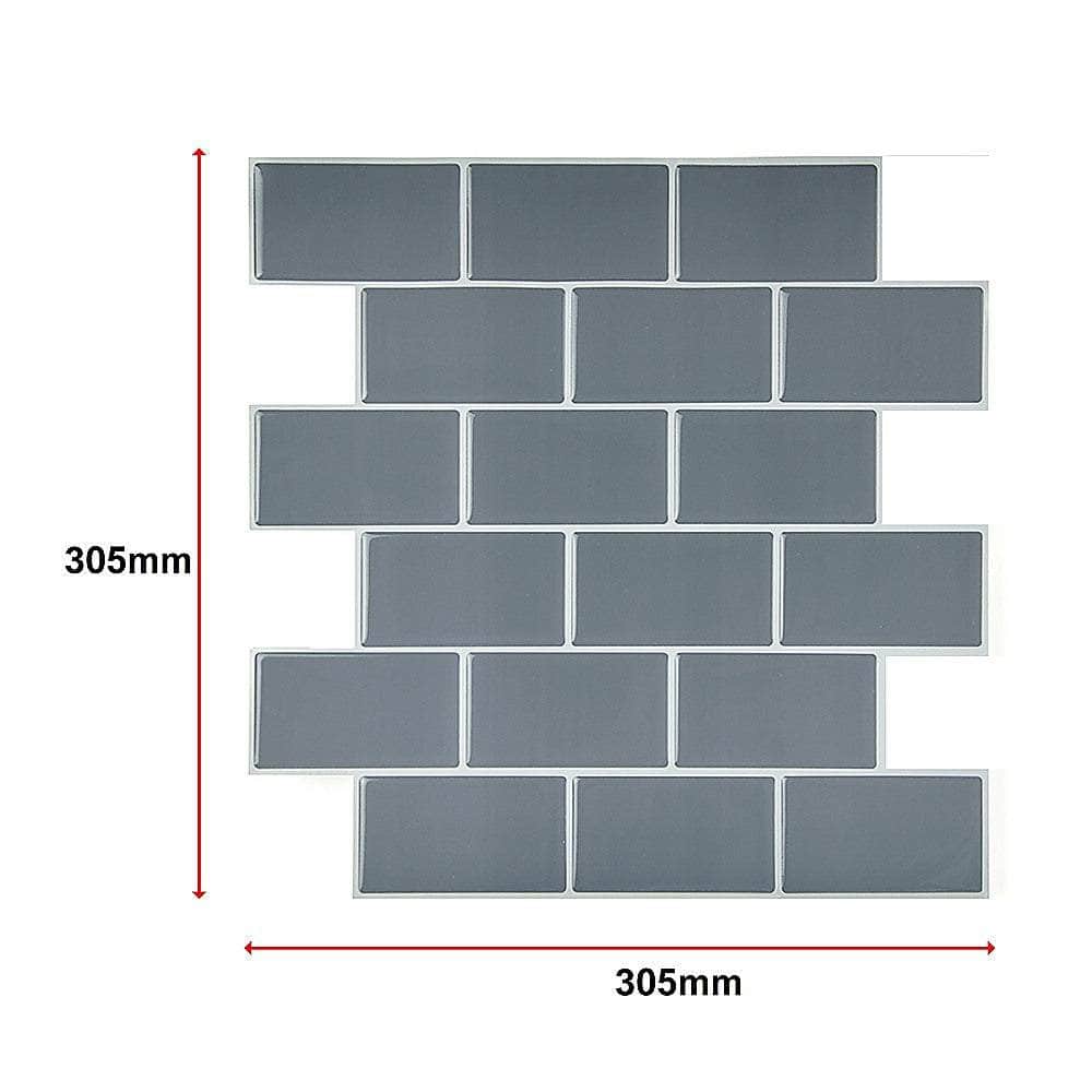 Tiles 3D Peel And Stick Wall Tile Dark Grey (30Cm X 30Cm X 10 Sheets)