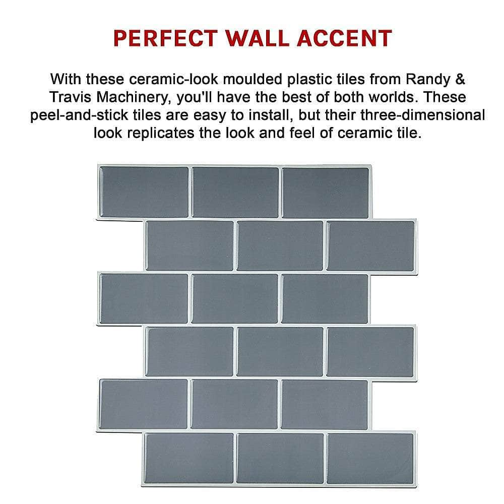 Tiles 3D Peel And Stick Wall Tile Dark Grey (30Cm X 30Cm X 10 Sheets)