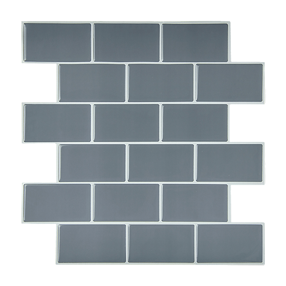 Tiles 3D Peel And Stick Wall Tile Dark Grey (30Cm X 30Cm X 10 Sheets)