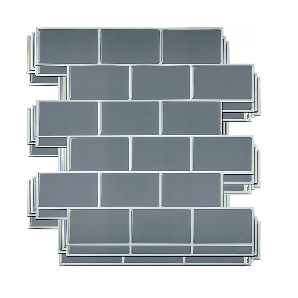 Tiles 3D Peel And Stick Wall Tile Dark Grey (30Cm X 30Cm X 10 Sheets)