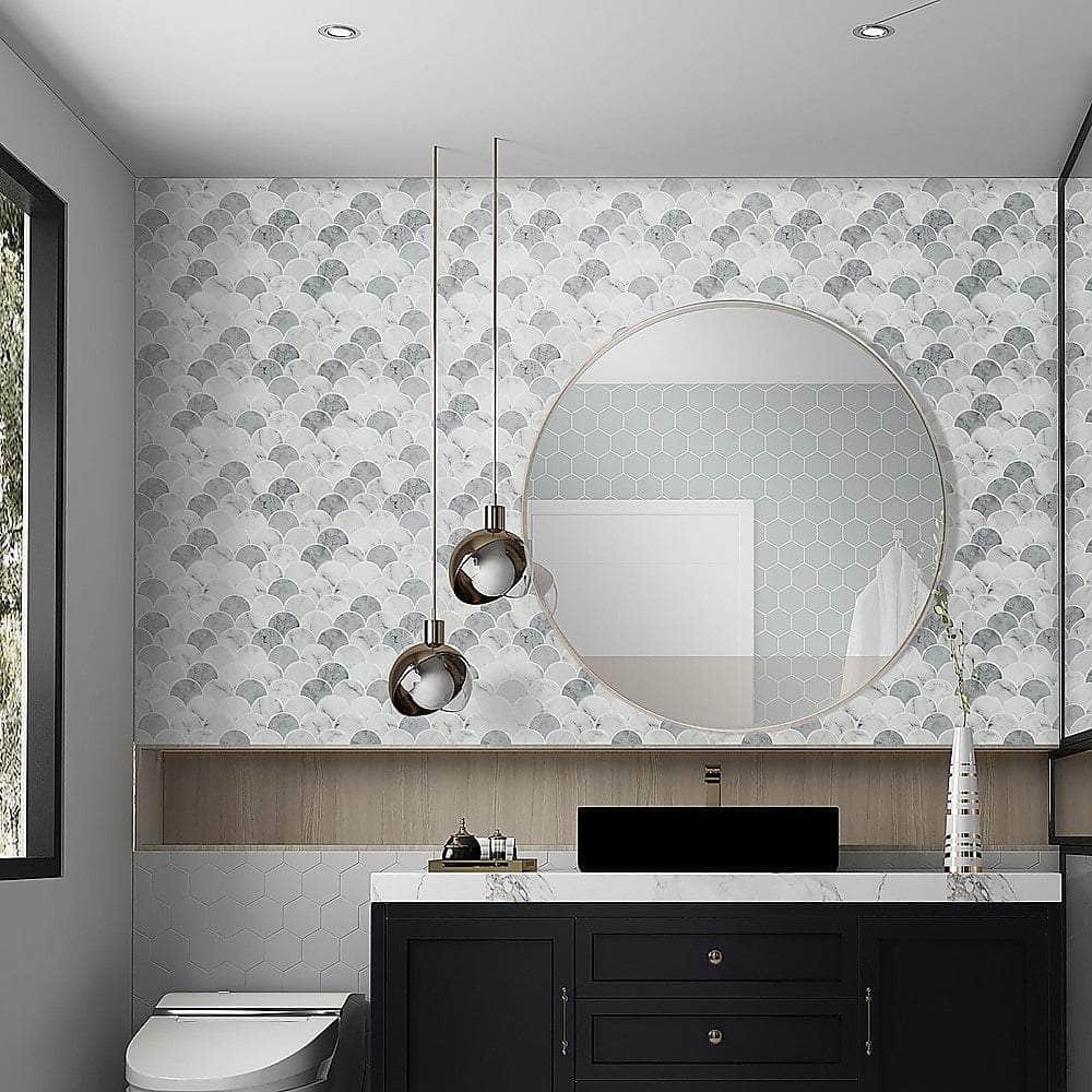 Tiles 3D Peel And Stick Wall Tile Fish Scale Mosaic (30Cm X 30Cm X 10 Sheets)