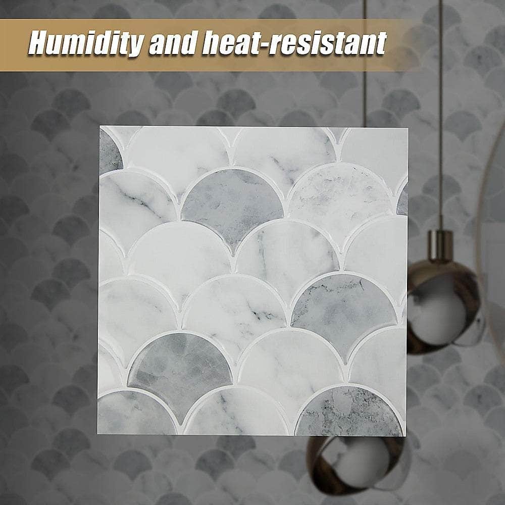 Tiles 3D Peel And Stick Wall Tile Fish Scale Mosaic (30Cm X 30Cm X 10 Sheets)
