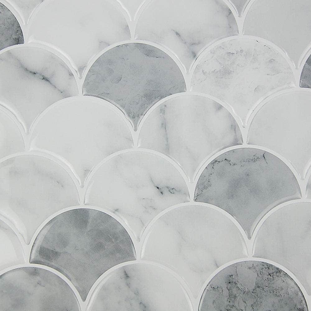 Tiles 3D Peel And Stick Wall Tile Fish Scale Mosaic (30Cm X 30Cm X 10 Sheets)