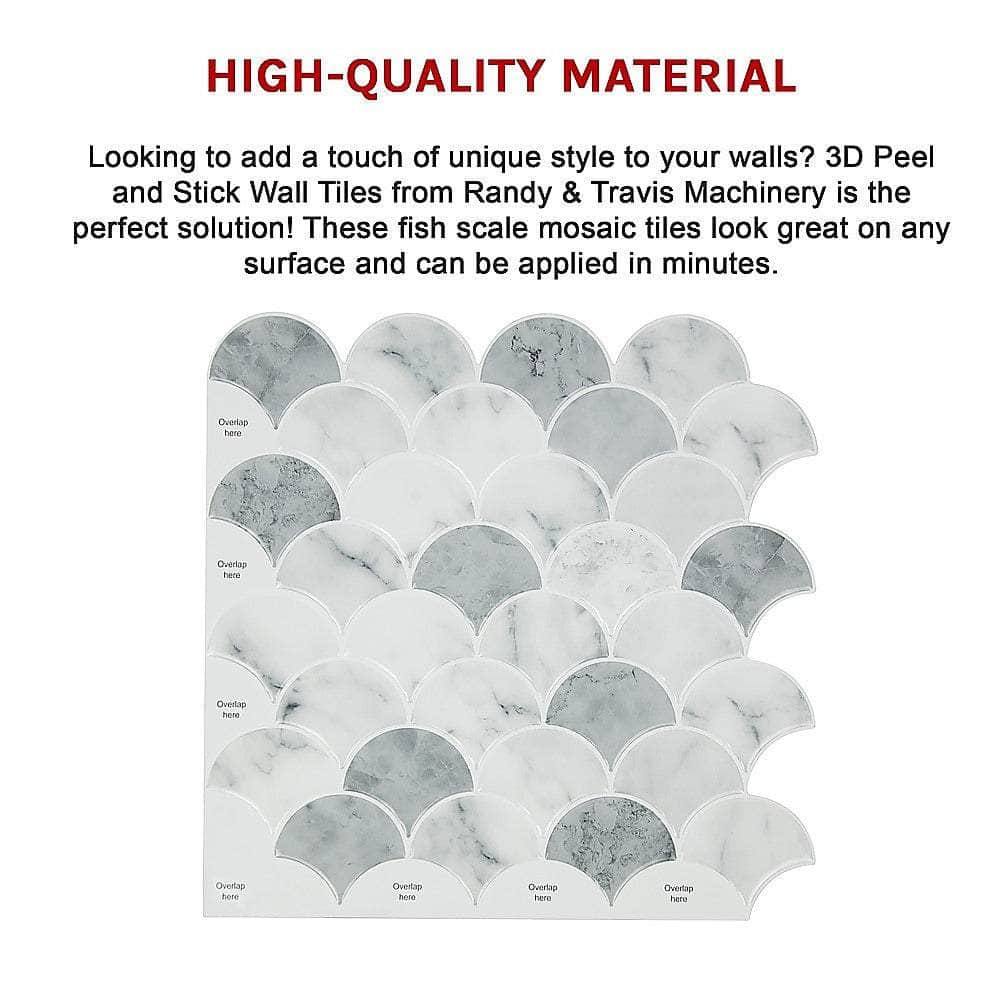 Tiles 3D Peel And Stick Wall Tile Fish Scale Mosaic (30Cm X 30Cm X 10 Sheets)