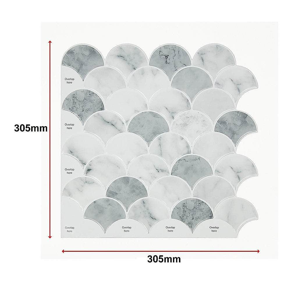 Tiles 3D Peel And Stick Wall Tile Fish Scale Mosaic (30Cm X 30Cm X 10 Sheets)