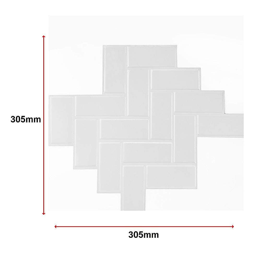 Tiles 3D Peel And Stick Wall Tile Herringbone White (30Cm X 30Cm X 10 Sheets)