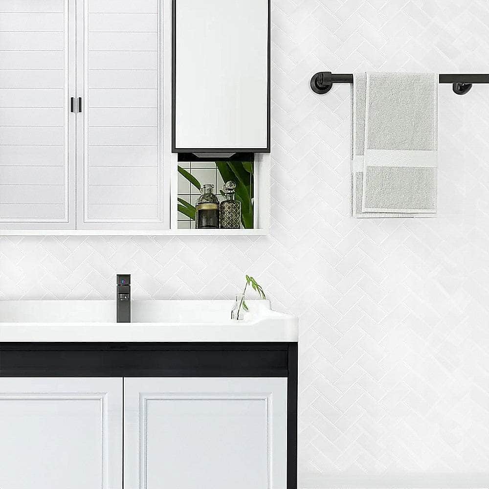 Tiles 3D Peel And Stick Wall Tile Herringbone White (30Cm X 30Cm X 10 Sheets)