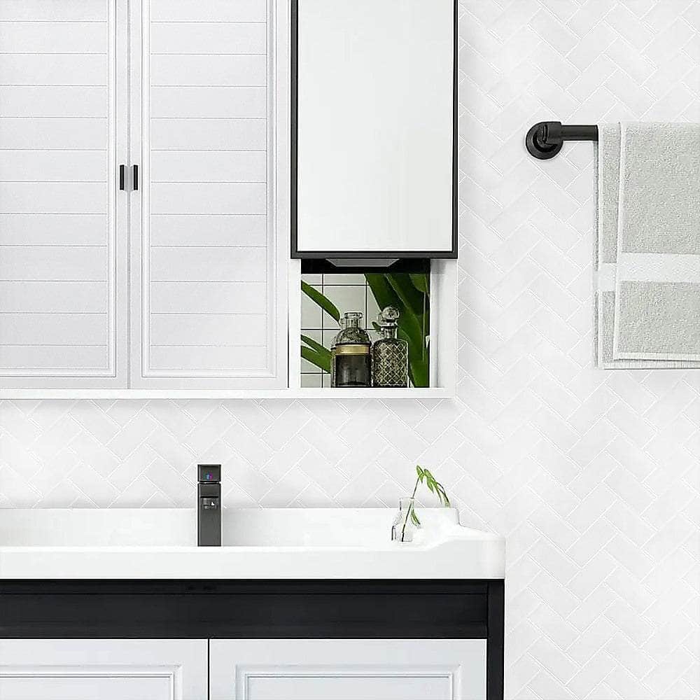 Tiles 3D Peel And Stick Wall Tile Herringbone White (30Cm X 30Cm X 10 Sheets)