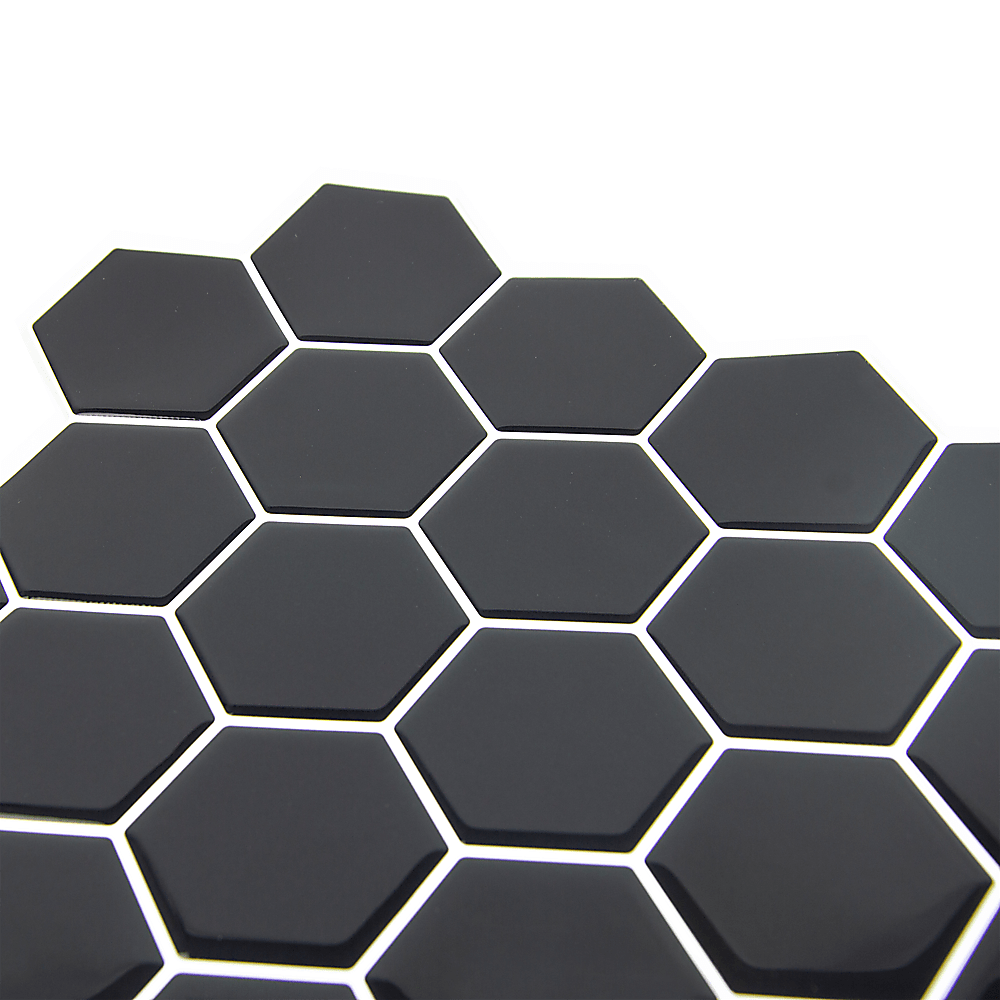 Tiles 3D Peel And Stick Wall Tile Hexagonal Mosaic Black (30Cm X 30Cm X 10 Sheets)