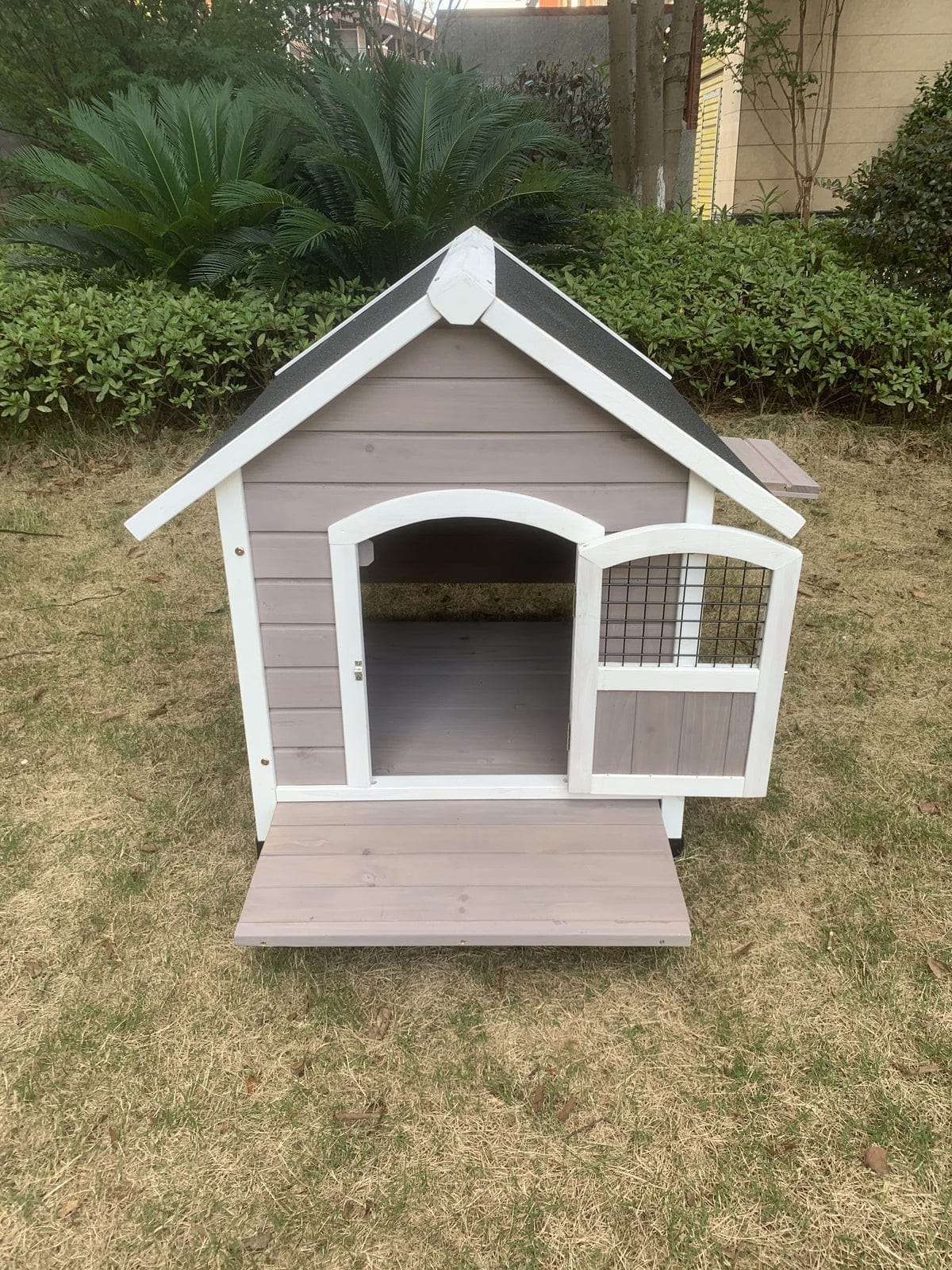 L Timber Pet Dog Kennel House Puppy Wooden Timber Cabin Grey | Puppies Small Dogs Size