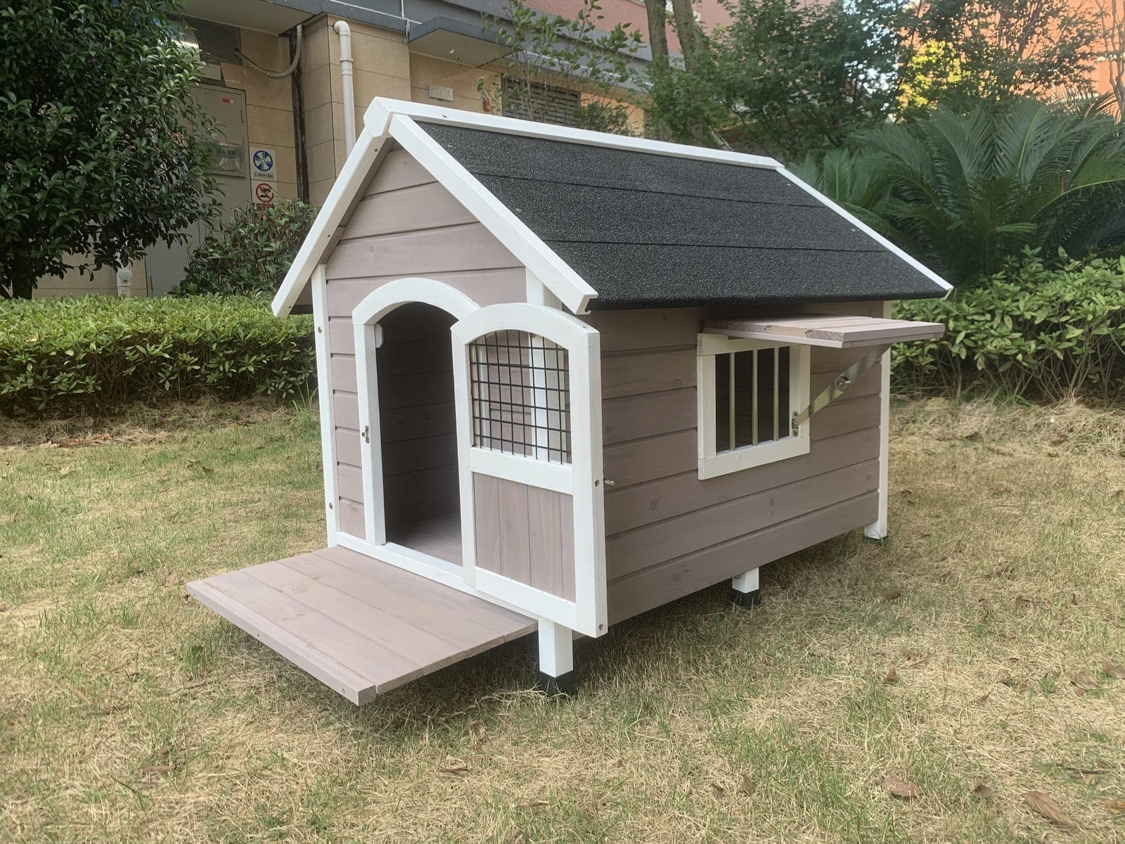 Puppies Small Dogs Size - L Timber Pet Dog Kennel House Puppy Wooden Timber Cabin Grey