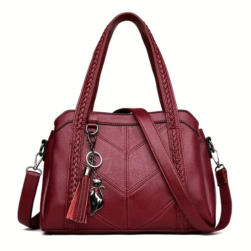 Timeless Elegance: Women's Solid Color Classic Tote Bag with Pendant for Effortless Style at Work