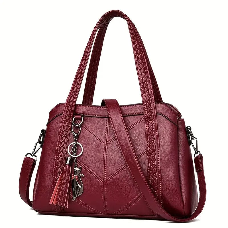 Timeless Elegance: Women's Solid Color Classic Tote Bag with Pendant for Effortless Style at Work