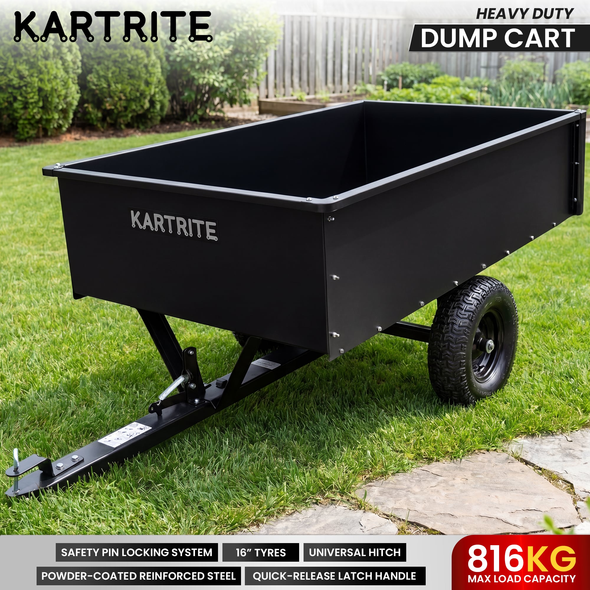 Heavy Duty Steel Dump Cart 207.5x103.5x81.5cm