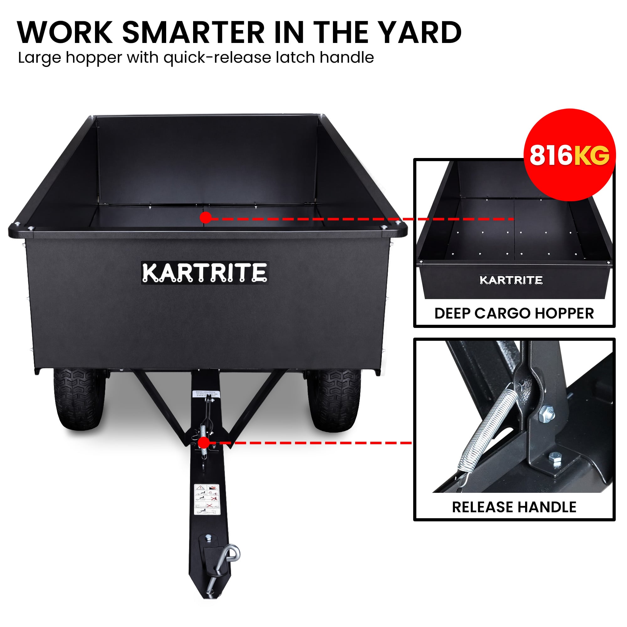 Heavy Duty Steel Dump Cart 207.5x103.5x81.5cm