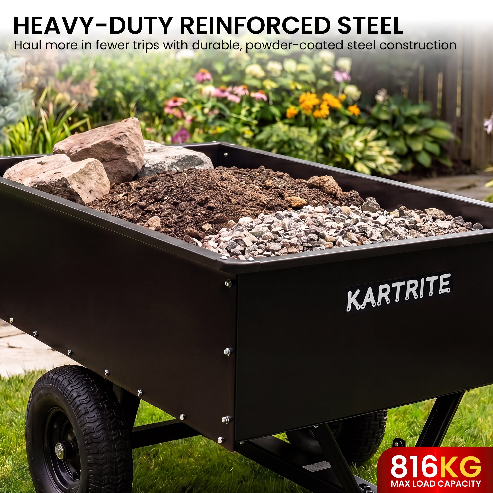 Heavy Duty Steel Dump Cart 207.5x103.5x81.5cm