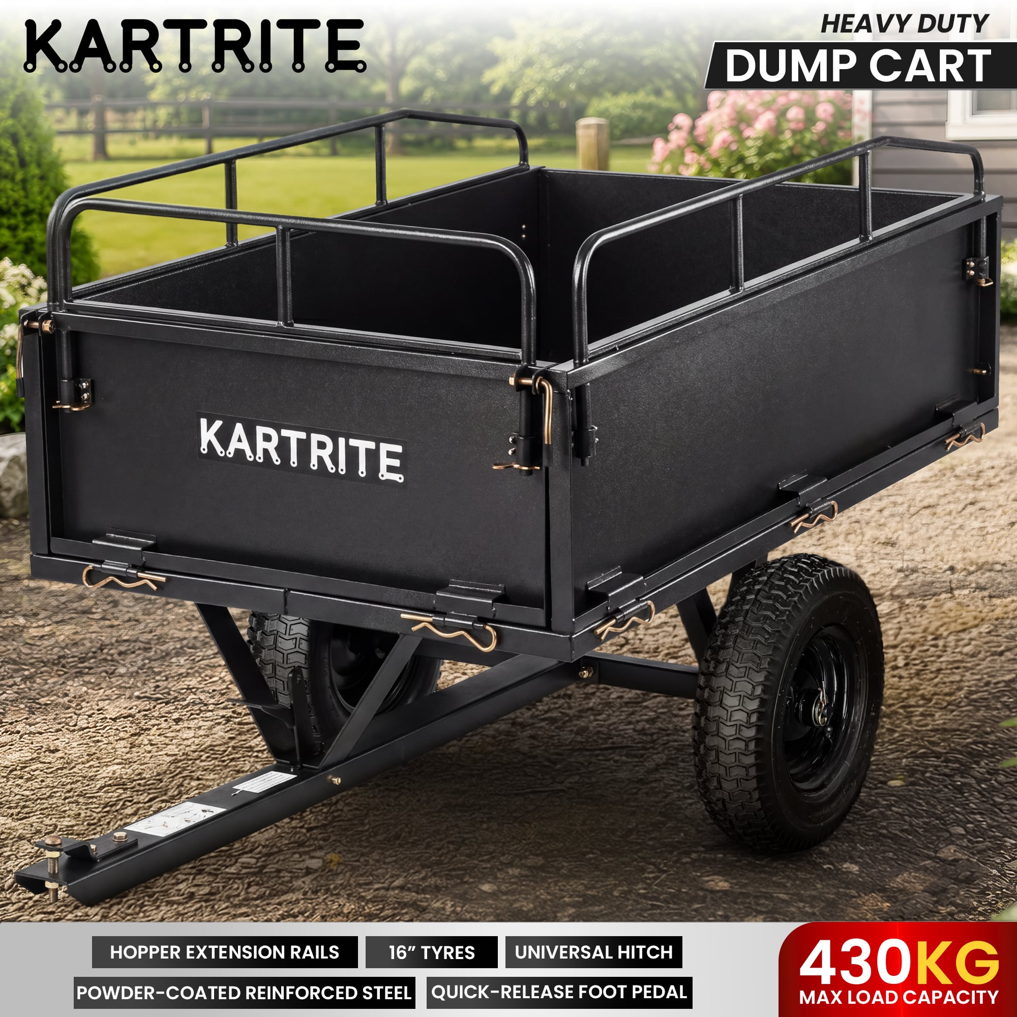 Heavy Duty Steel Dump Cart 168x83x92cm