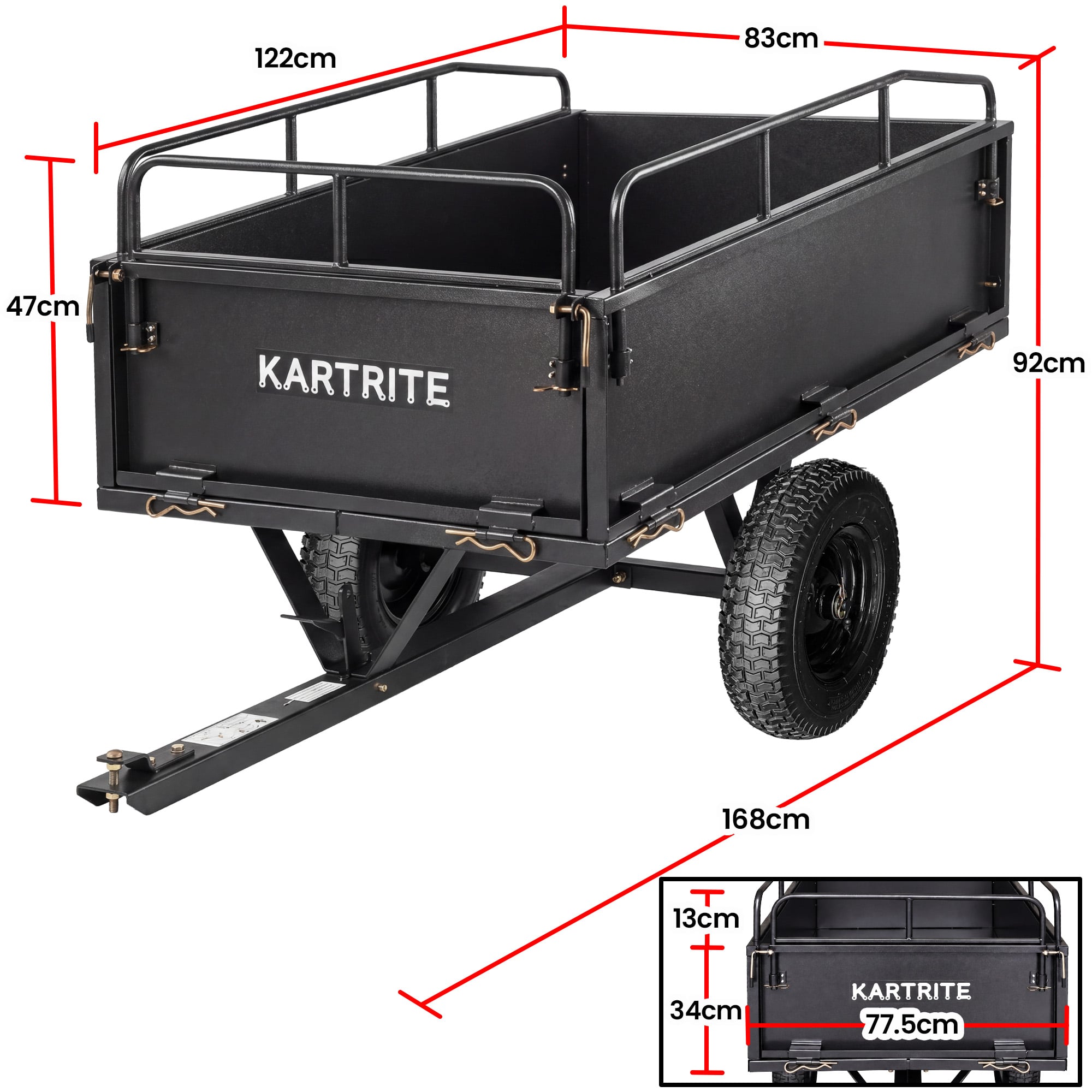 Heavy Duty Steel Dump Cart 168x83x92cm