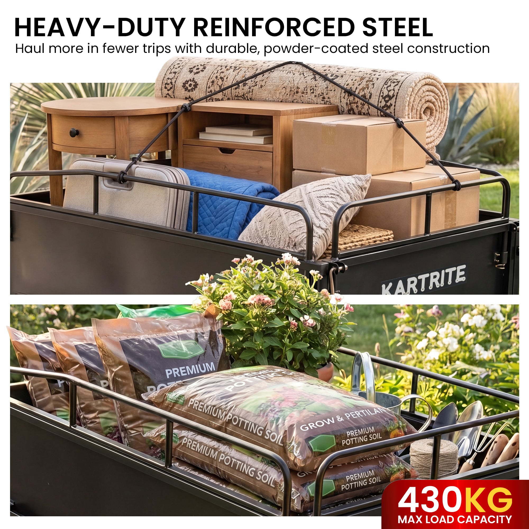 Heavy Duty Steel Dump Cart 168x83x92cm