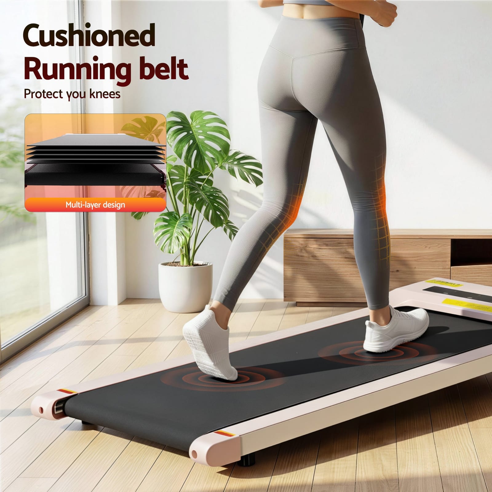 Treadmill Electric Walking Pad Under Desk Home Gym Fitness 400Mm Grey | Treadmills - photo 85