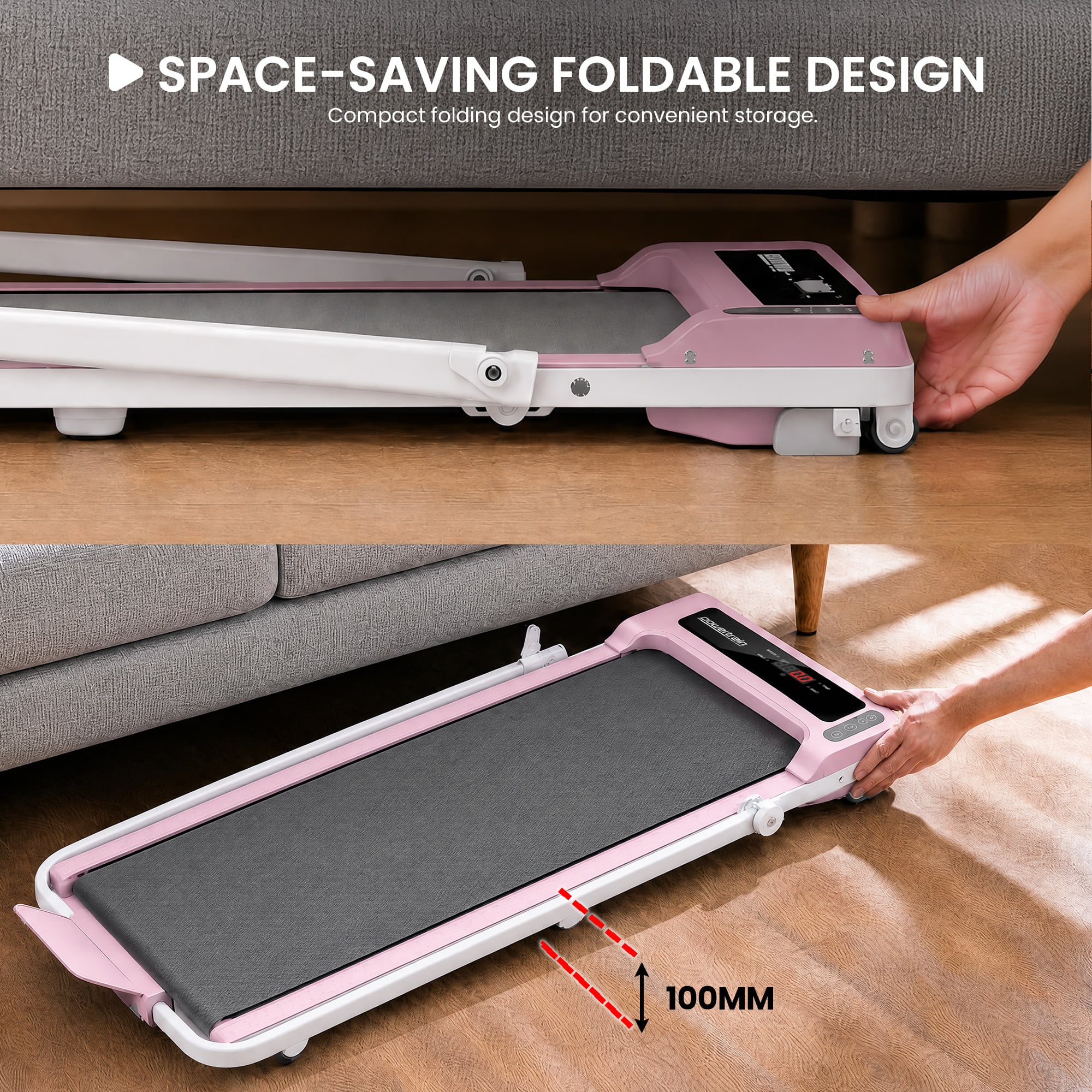 Foldable Treadmill Pink 2-in-1 1000x400cm