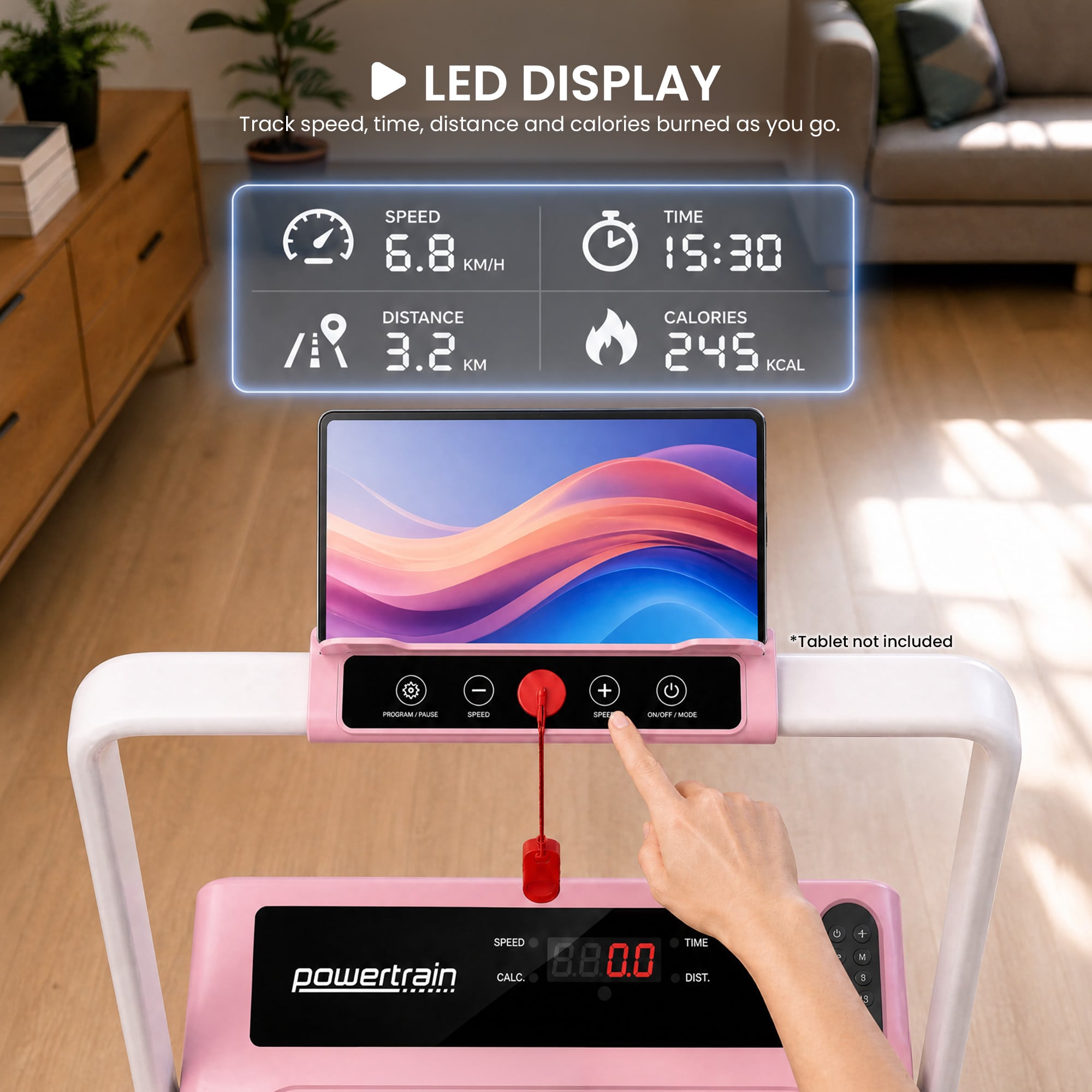 Foldable Treadmill Pink 2-in-1 1000x400cm