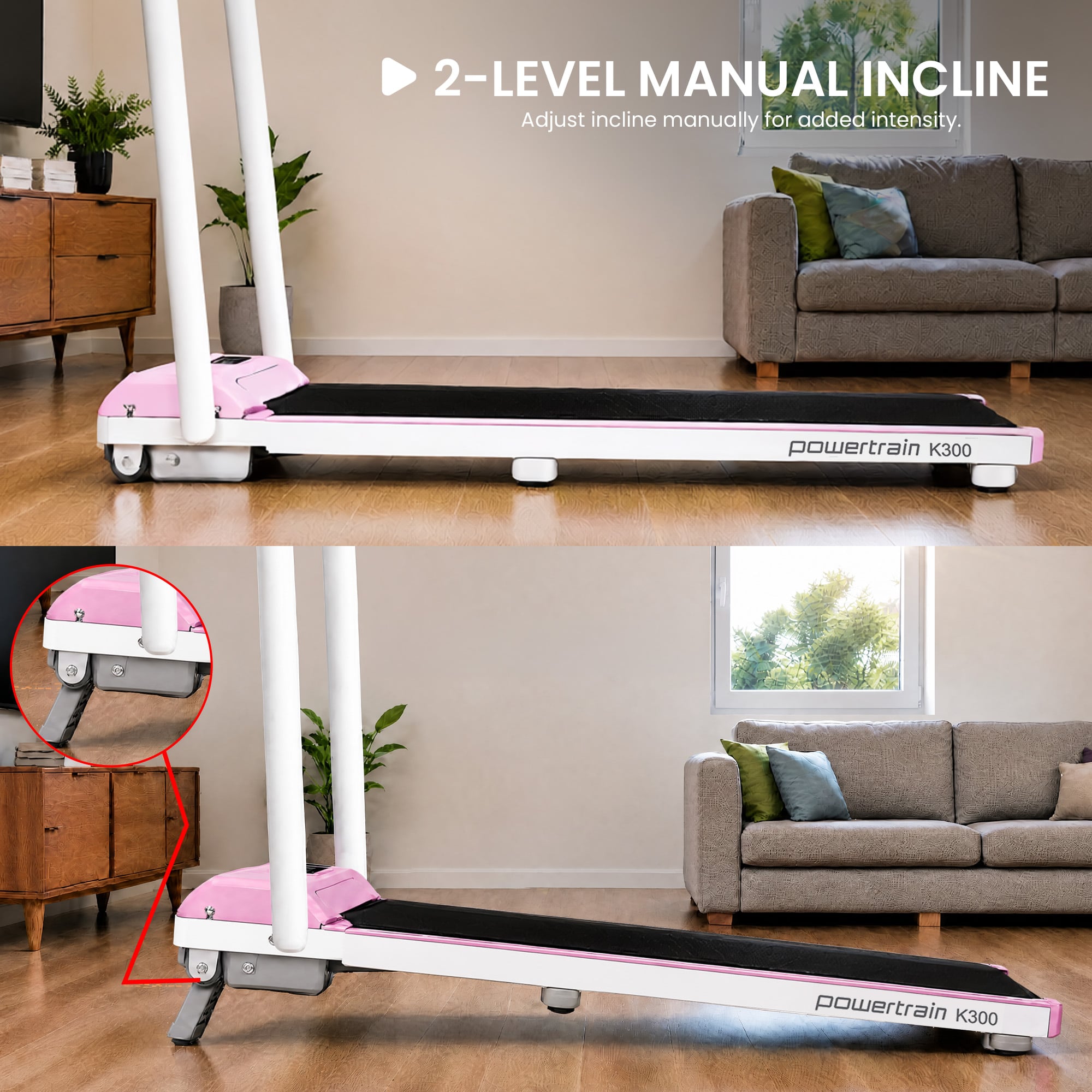 Foldable Treadmill Pink 2-in-1 1000x400cm
