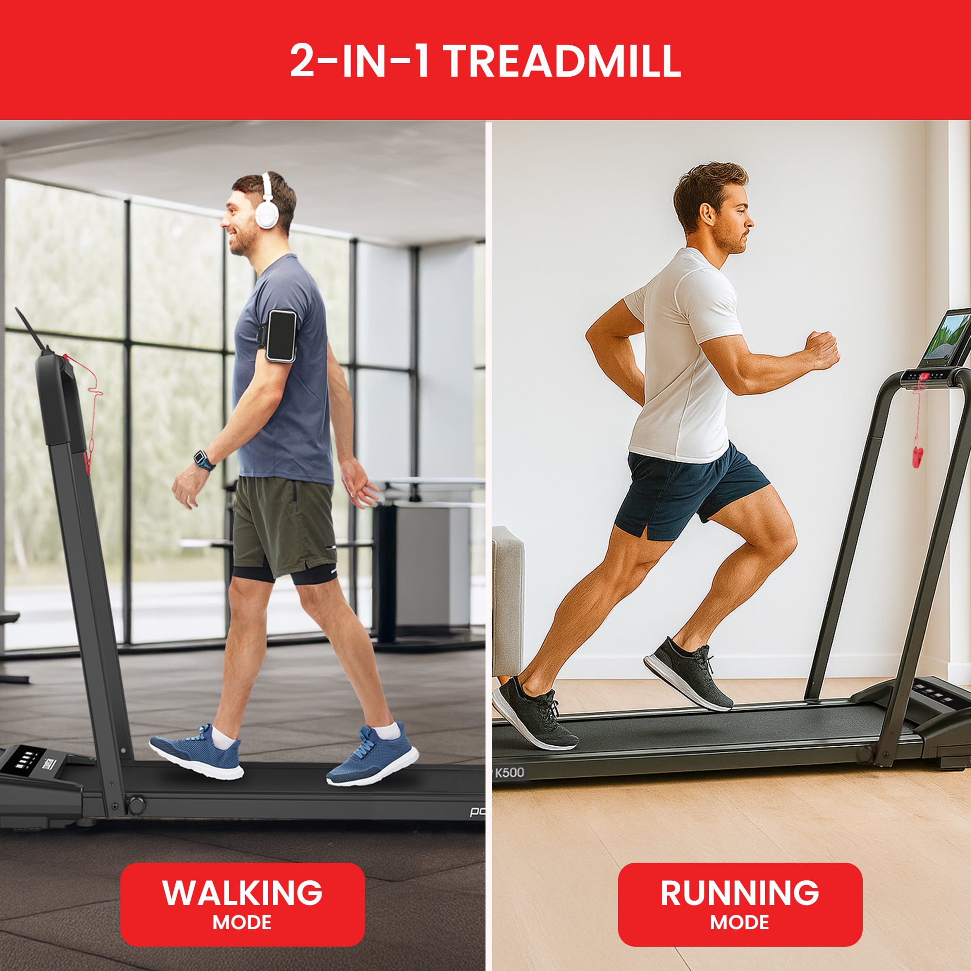 Powertrain K500 Walking Pad Treadmill Electric Exercise Home Gym Cardio Running fitness 122x60x109cm, view 9