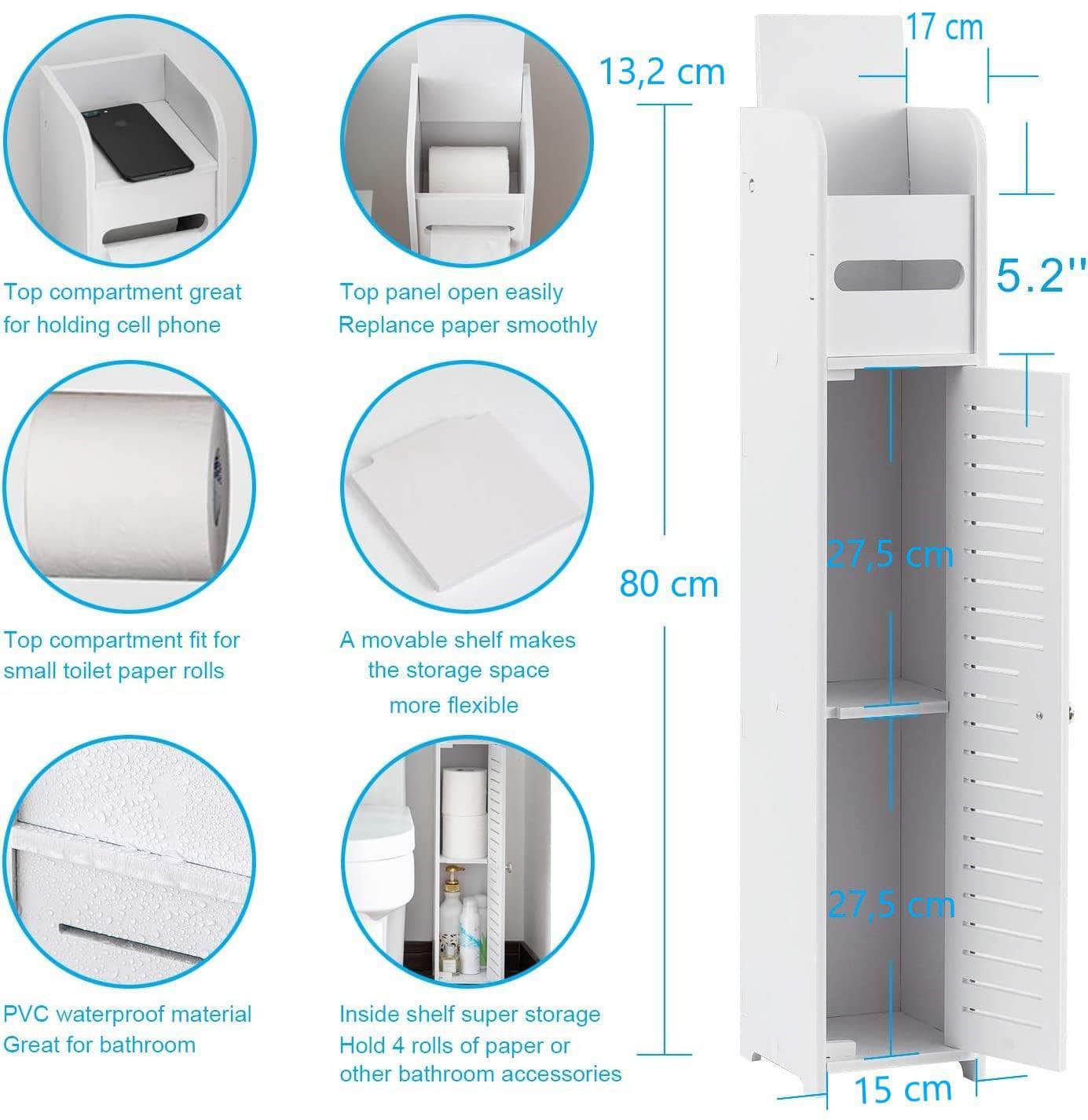 Toilet Paper Roll Holder for Bathroom White, 80 cm