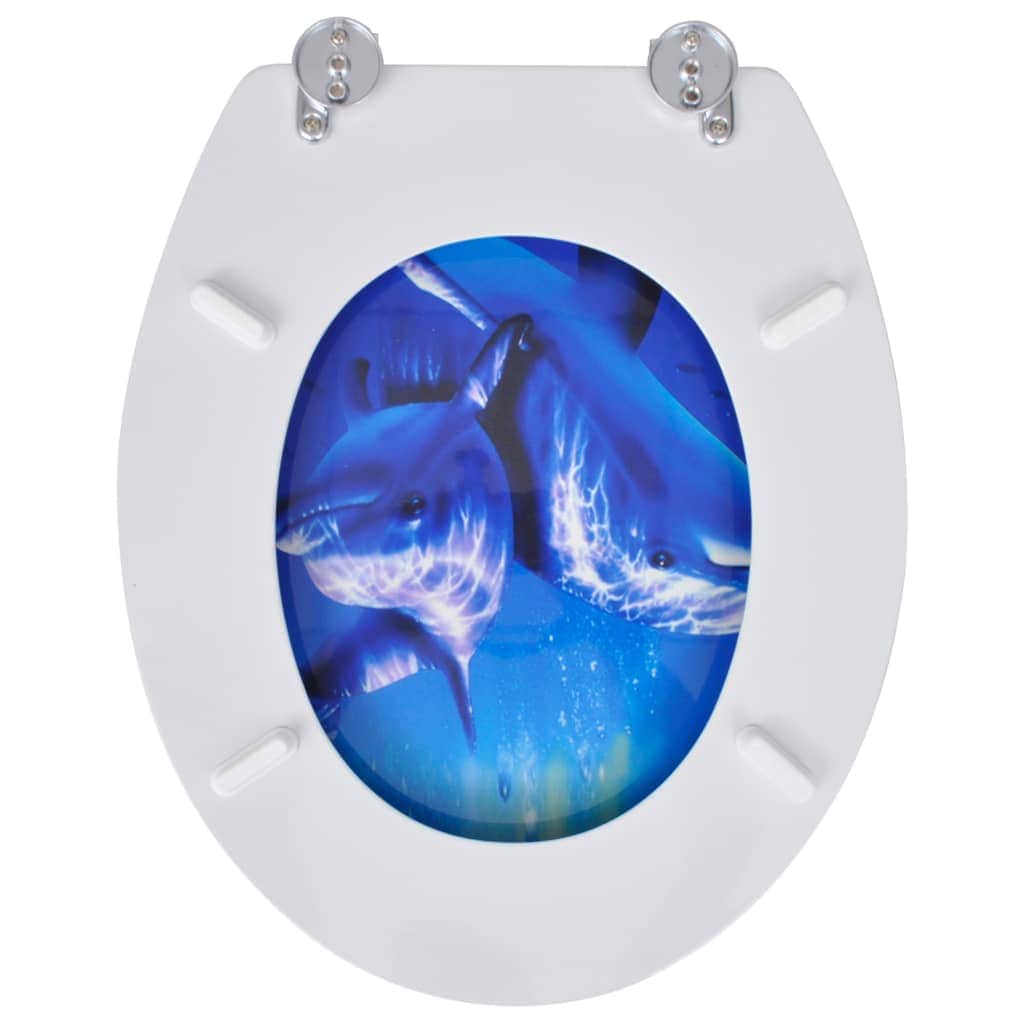 Toilet Seats with Hard Close Lids 2 pcs MDF Dolphin
