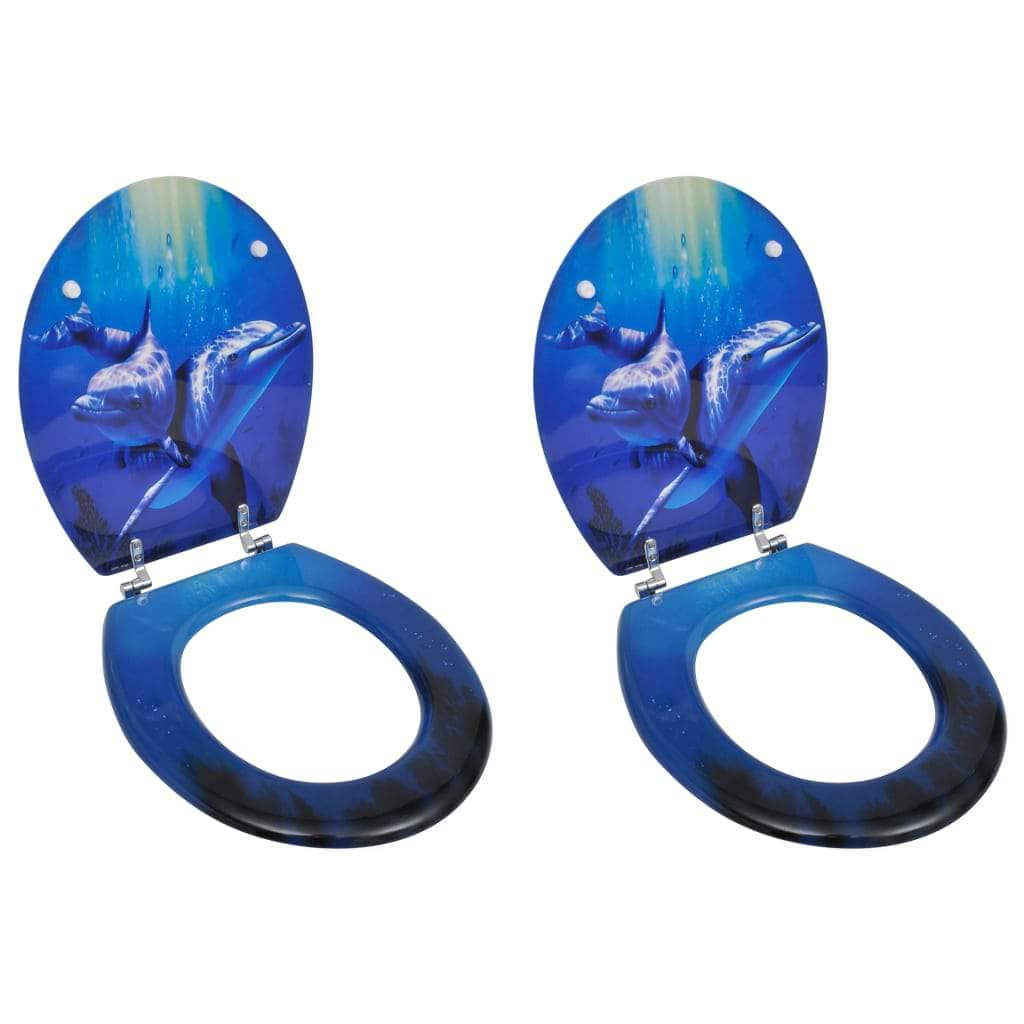 Toilet Seats with Hard Close Lids 2 pcs MDF Dolphin