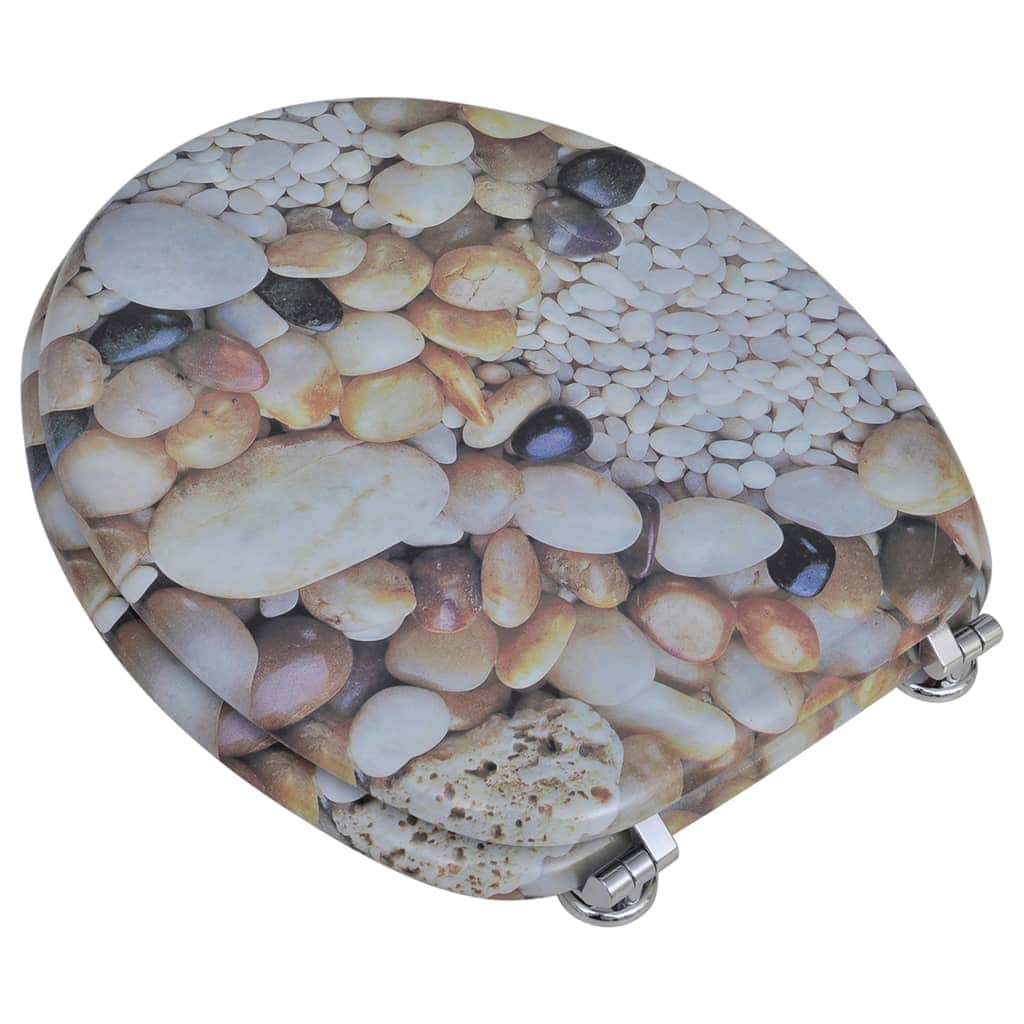 Toilet Seats with Hard Close Lids 2 pcs MDF Pebbles