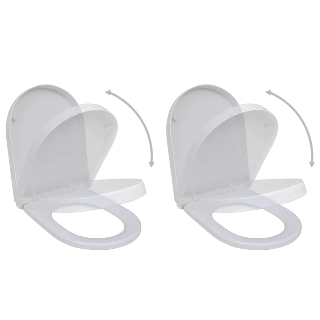 Toilet Seats with Soft Close Lids 2 pcs Plastic White
