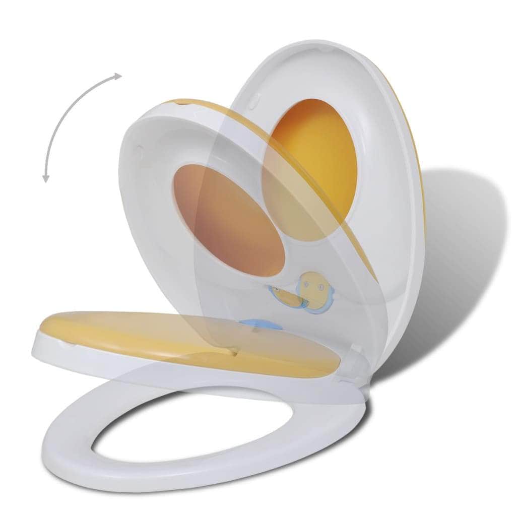 Toilet Seats with Soft Close Lids 2 pcs Plastic White and Yellow