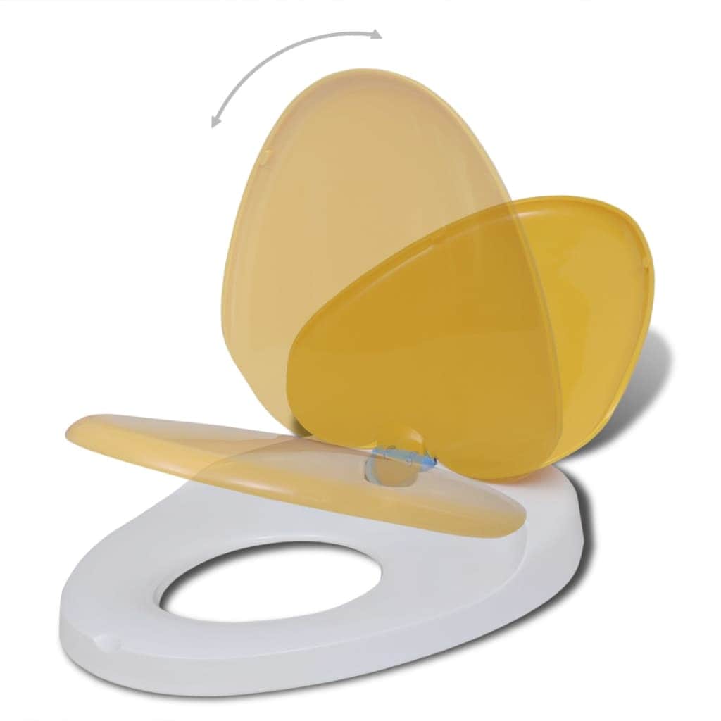 Toilet Seats with Soft Close Lids 2 pcs Plastic White and Yellow