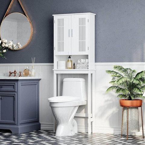 Toilet Shelf with Shelf and Double Doors White BBC10WT